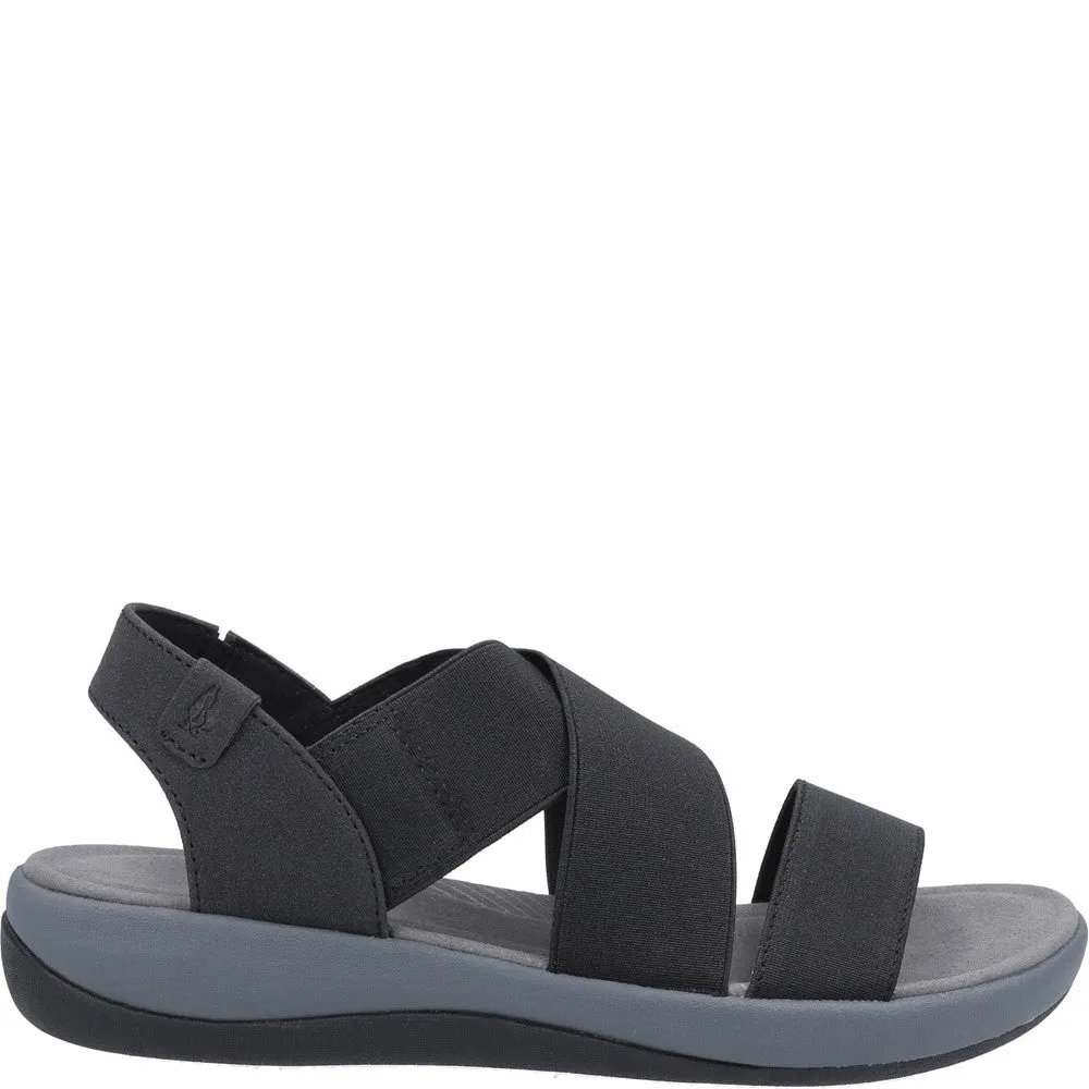 Black Sophia Elastic Cross Strap Sandals