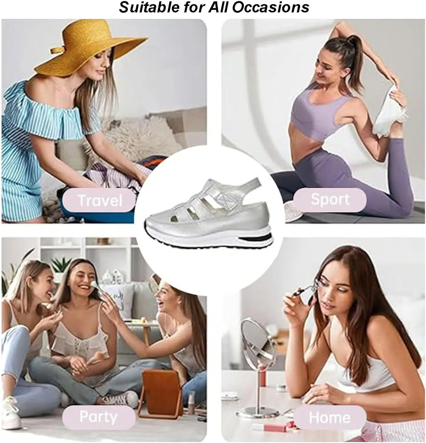 Bootara Women's Plus Size Hollow-Out Casual Sandals, Bootara Sandals Women, Closed Toe Platform Sandals Height-Boosting Thick Sole, Thick-Soled Height-Boosting for Outdoor Activities
