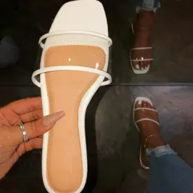 Chicvane Transparent Straps Beach Shoes Flat Slides Shoes