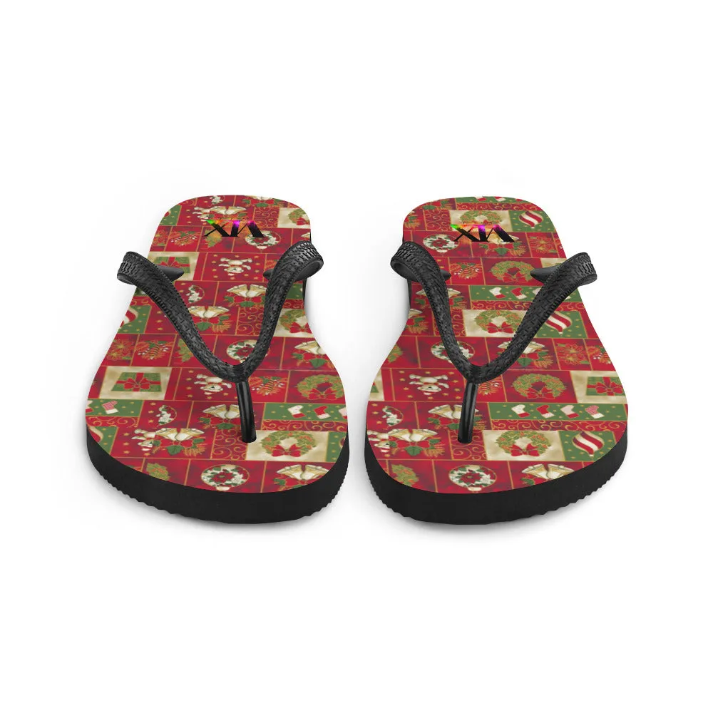 Christmas Santa red Flip Flops
