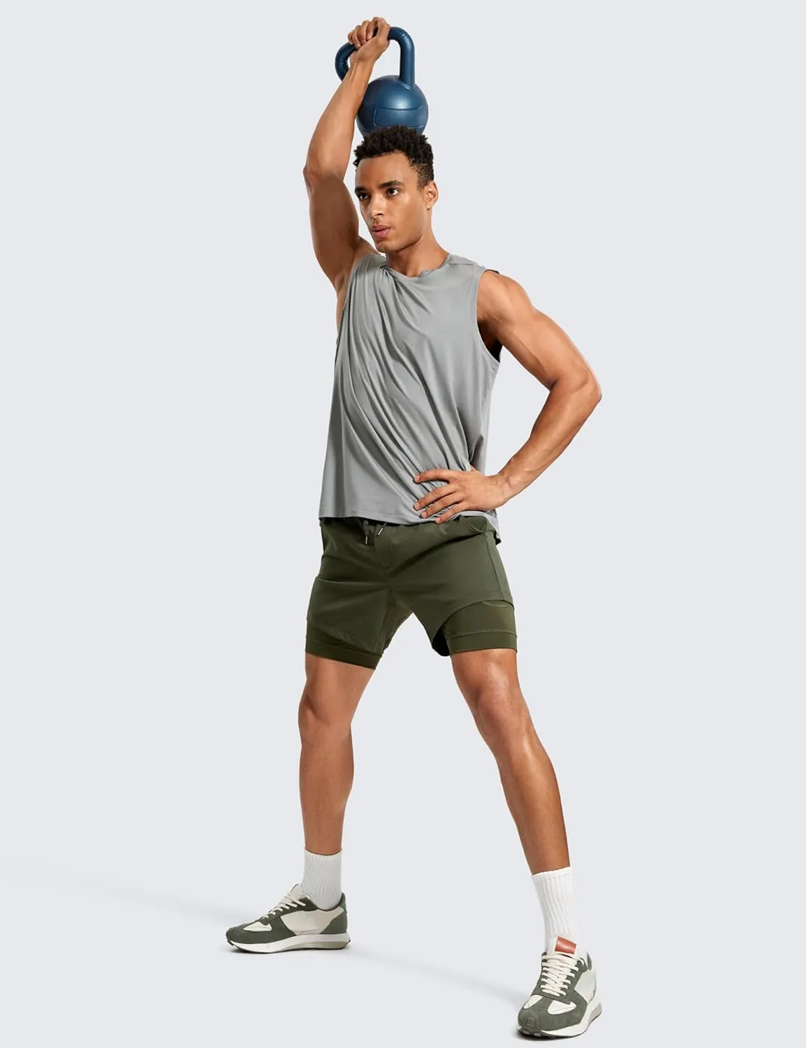 CRZ YOGA 2 in 1 Mens Athletic Shorts 5'' with Liner Quick Dry Lightweight for Running Sports Gym with Pockets