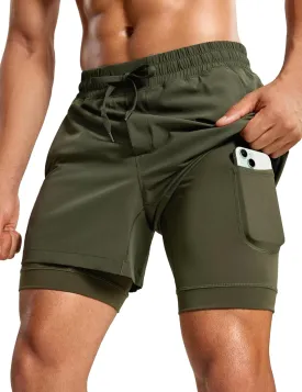 CRZ YOGA 2 in 1 Mens Athletic Shorts 5'' with Liner Quick Dry Lightweight for Running Sports Gym with Pockets