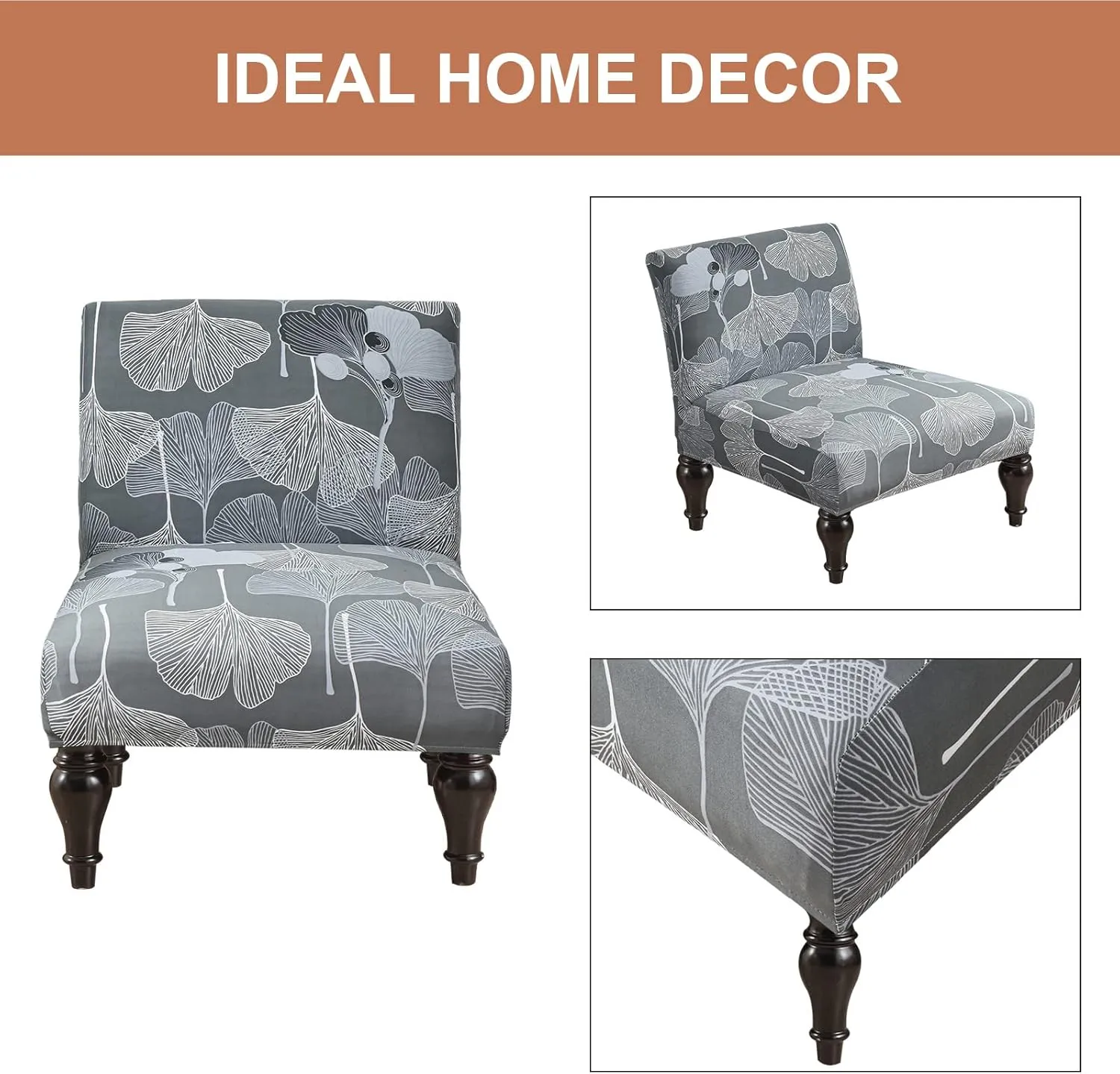 Eco-Ancheng Armless Chair Slipcover Removable Armless Accent Chairs Covers Washable Armless Slipper Chair Slipcover Printed Armless Chair Furniture Protector Covers for Living Dining Room Hotel