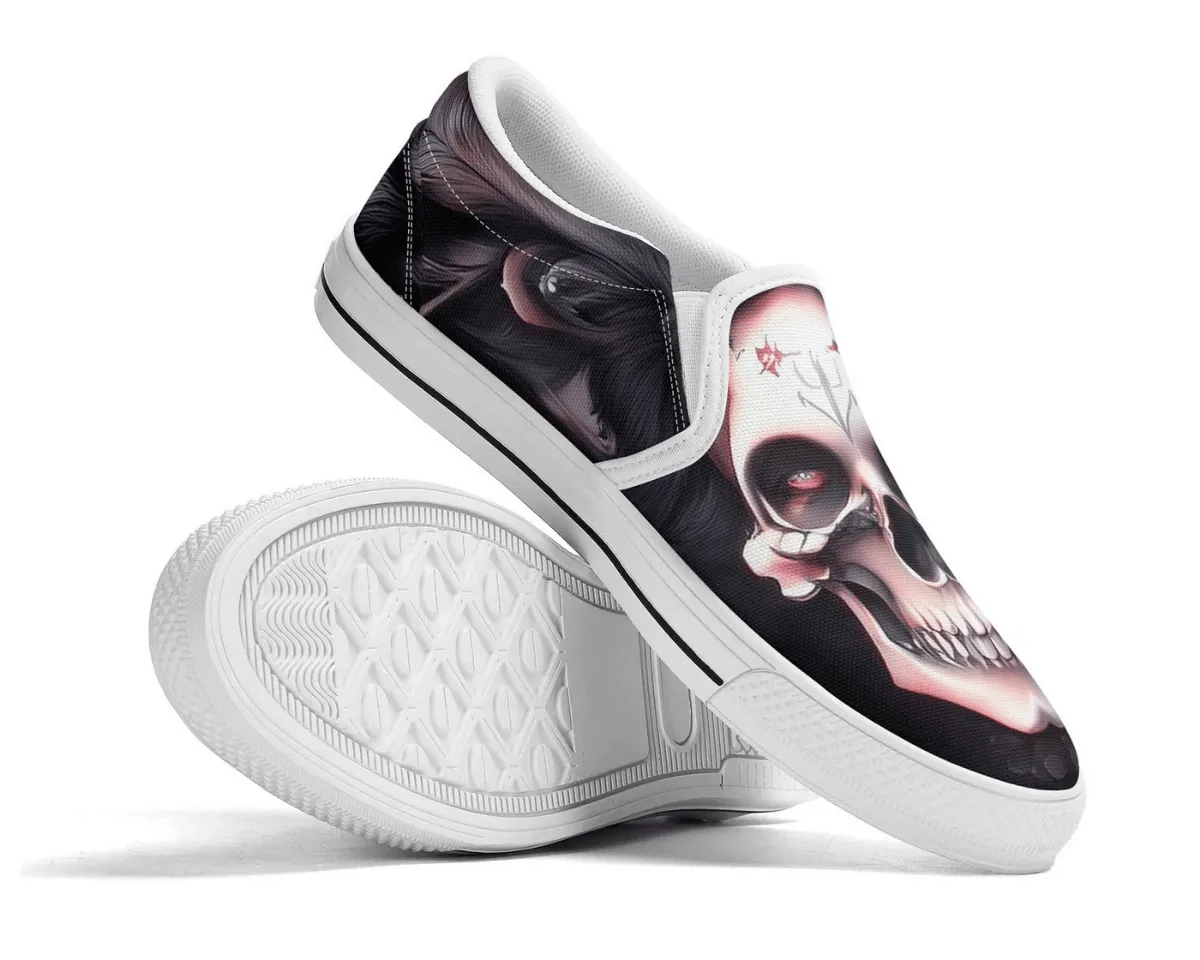 Feathered Skull Slip-Ons