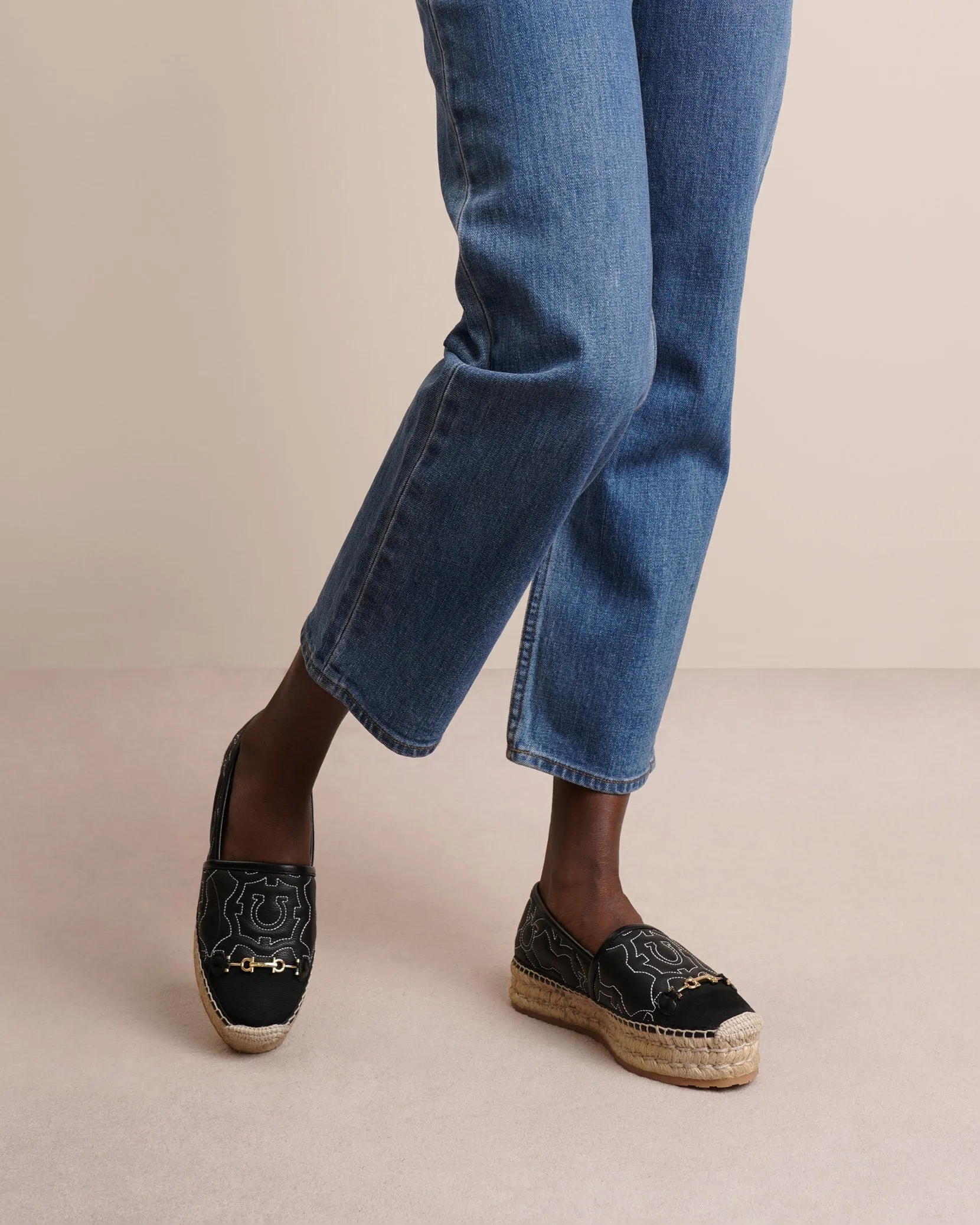 Kim Gal black leather espadrilles
