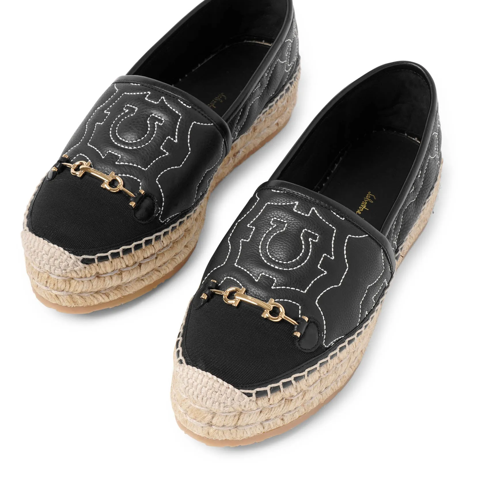Kim Gal black leather espadrilles