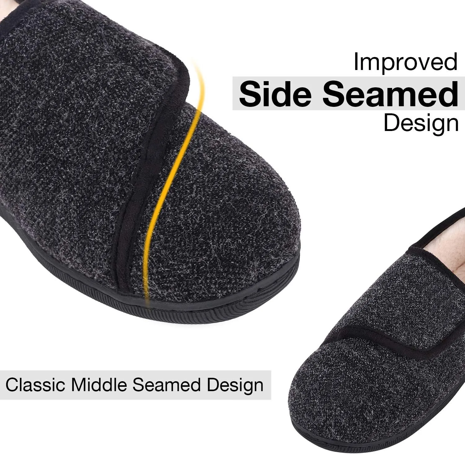 LongBay Women's Adjustable Slippers Non Slip Wide House Shoes Indoor Outdoor Diabetic Swollen Feet