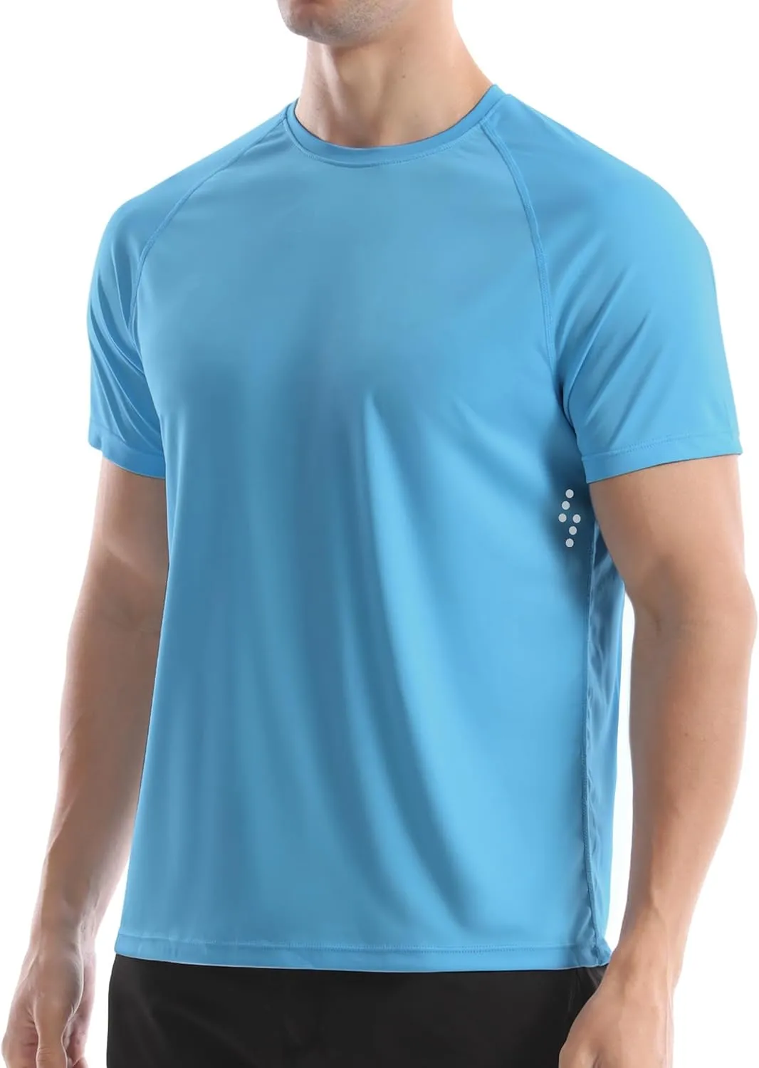 Men's UPF 50  Swim Shirts, Sun Protection Short Sleeve Rash Guard, Quick Dry T-Shirt for Fishing and Surfing