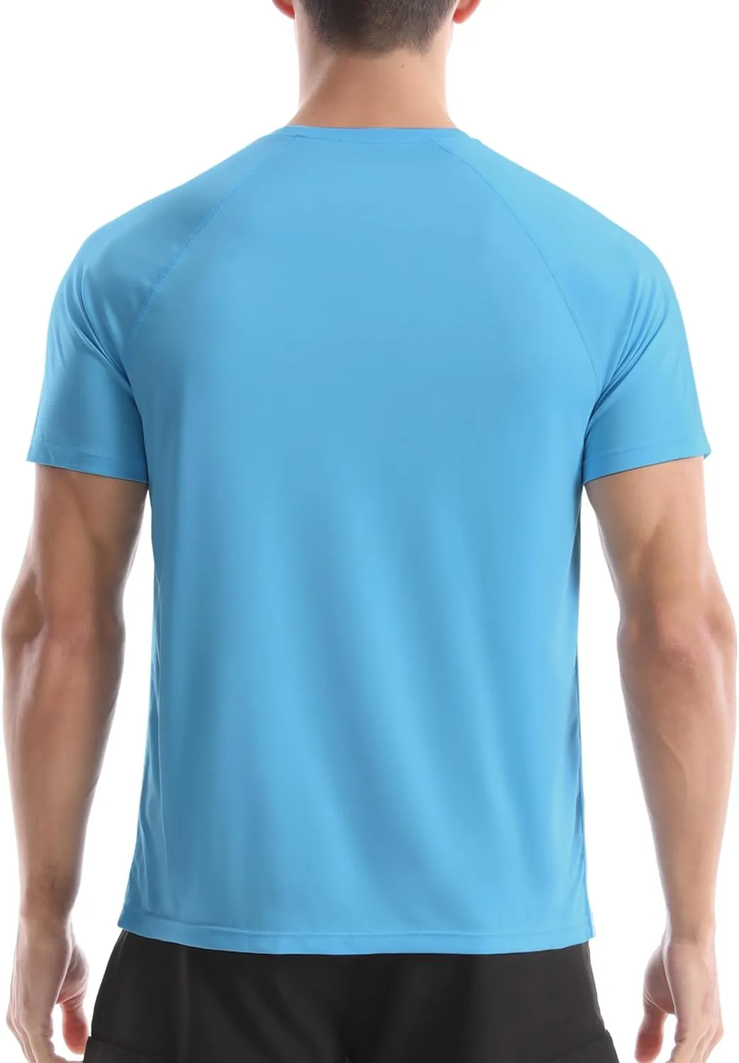 Men's UPF 50  Swim Shirts, Sun Protection Short Sleeve Rash Guard, Quick Dry T-Shirt for Fishing and Surfing