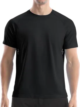 Men's UPF 50  Swim Shirts, Sun Protection Short Sleeve Rash Guard, Quick Dry T-Shirt for Fishing and Surfing