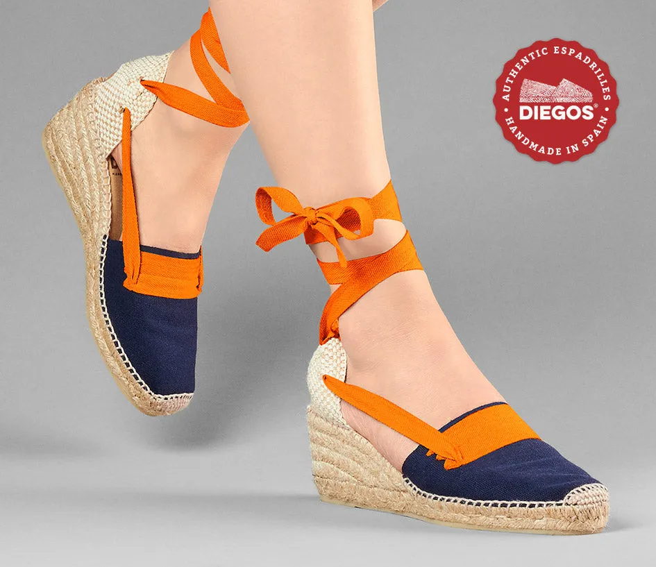 Navy blue Lola high wedge Basque espadrilles