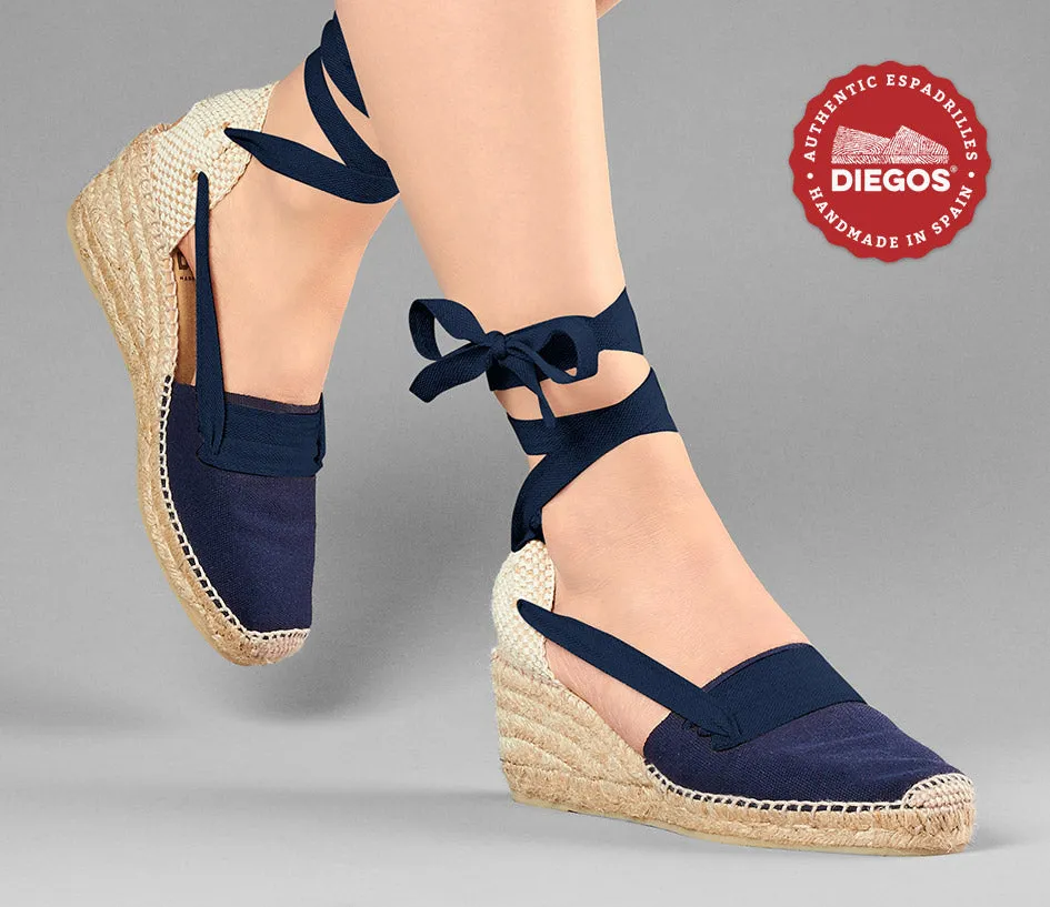 Navy blue Lola high wedge Basque espadrilles