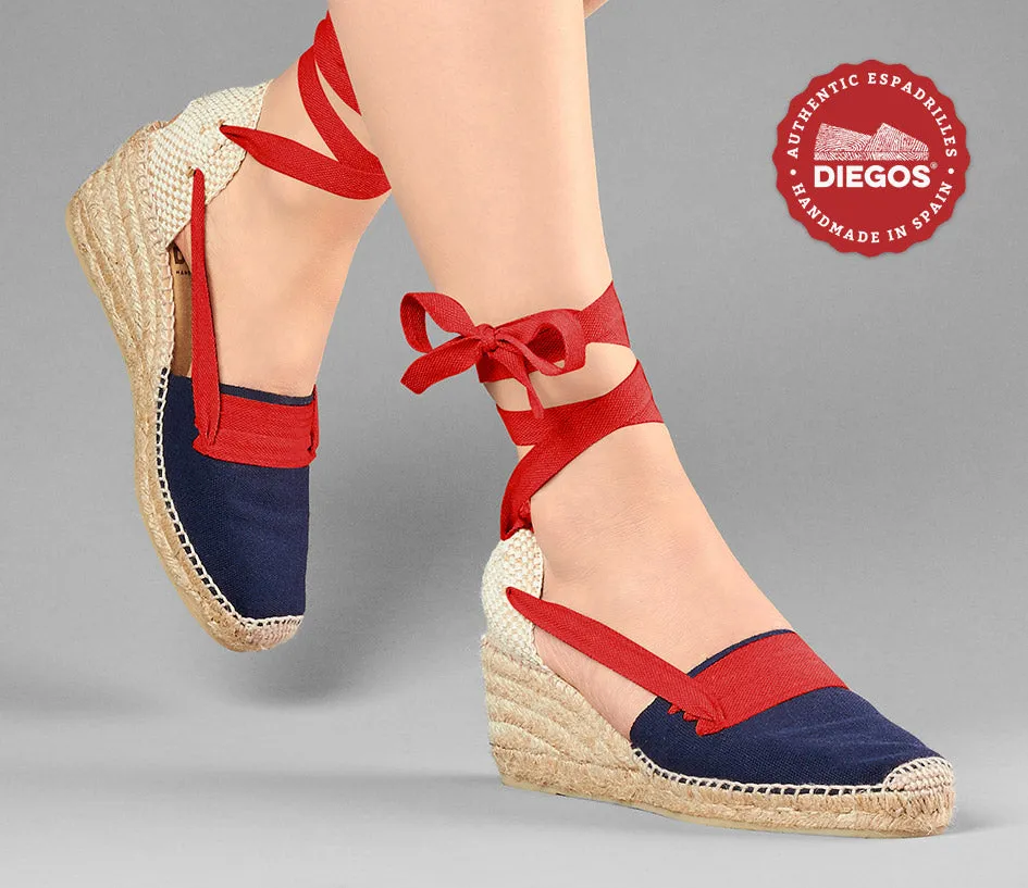 Navy blue Lola high wedge Basque espadrilles
