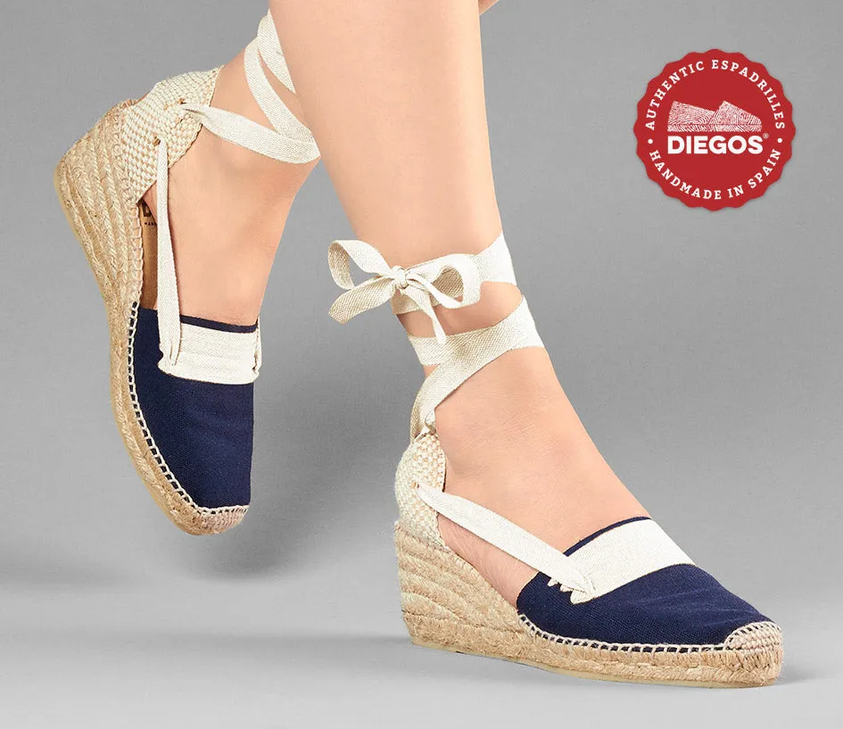 Navy blue Lola high wedge Basque espadrilles