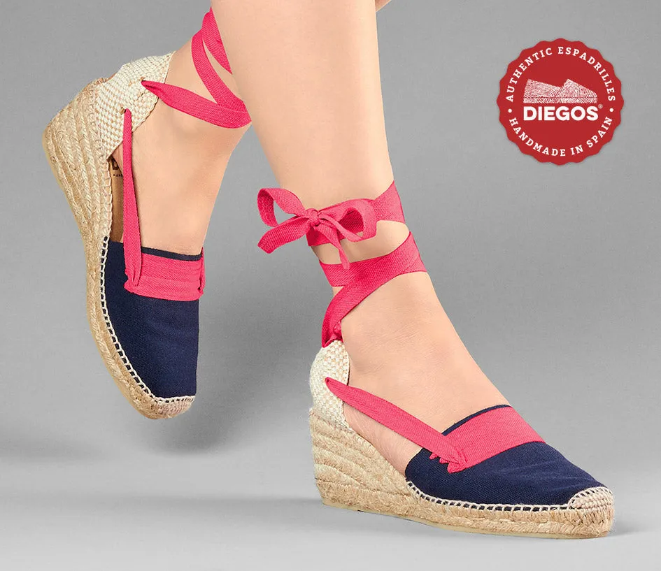 Navy blue Lola high wedge Basque espadrilles