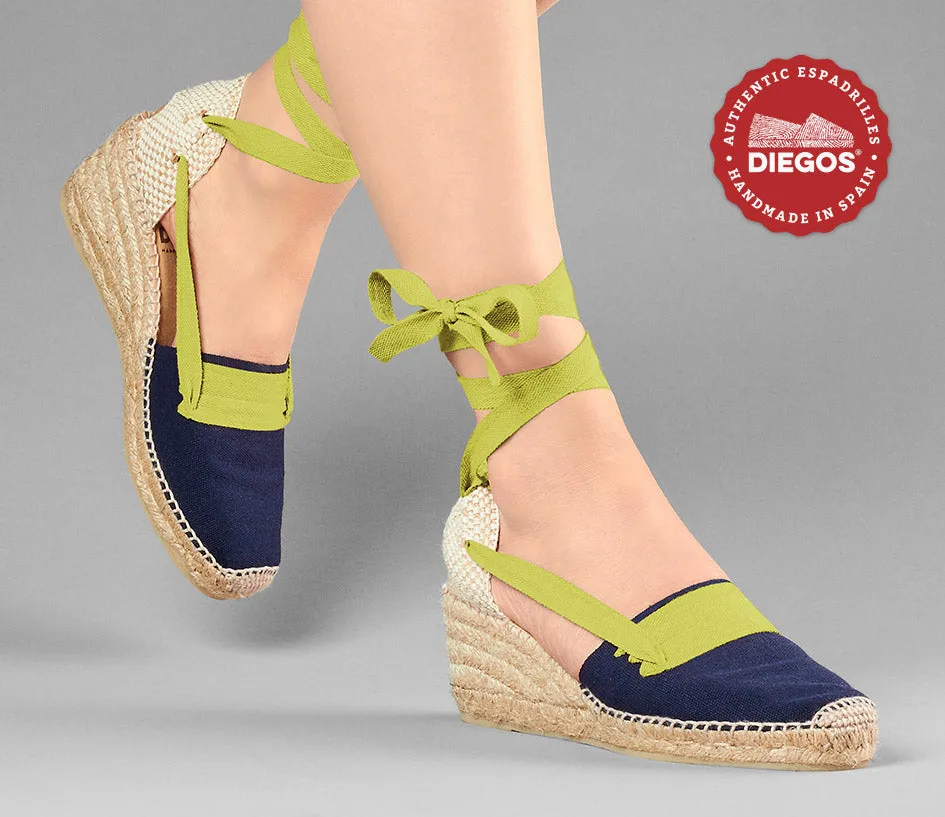 Navy blue Lola high wedge Basque espadrilles