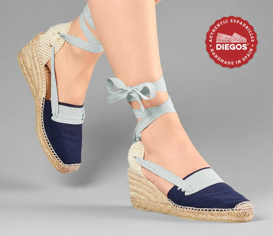 Navy blue Lola high wedge Basque espadrilles