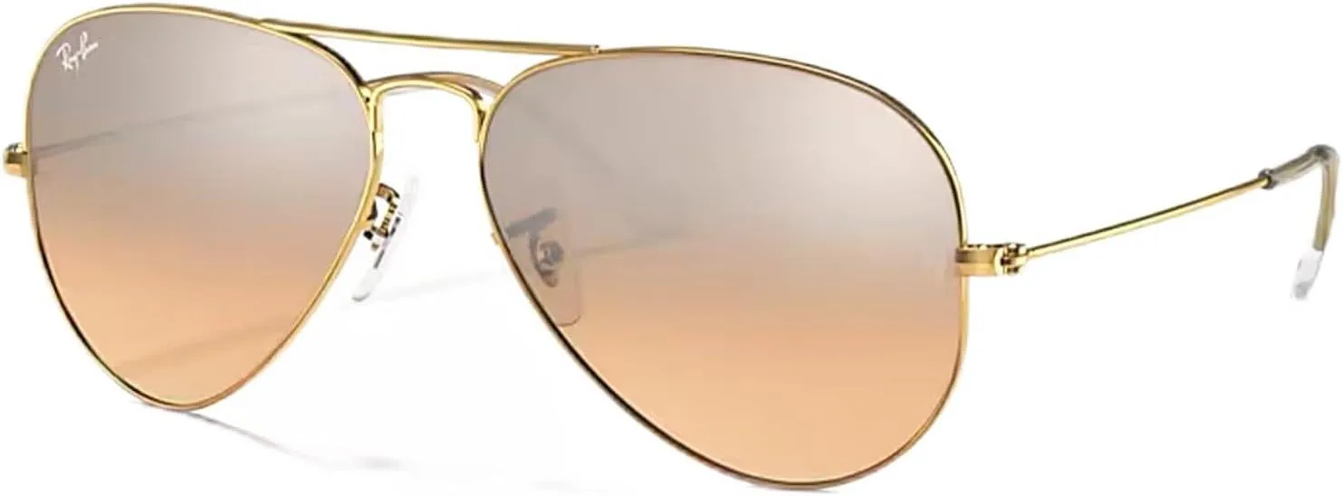 Ray-Ban RB3025 Metal Aviator Sunglasses For Men For Women   BUNDLE with Designer iWear Eyewear Care Kit