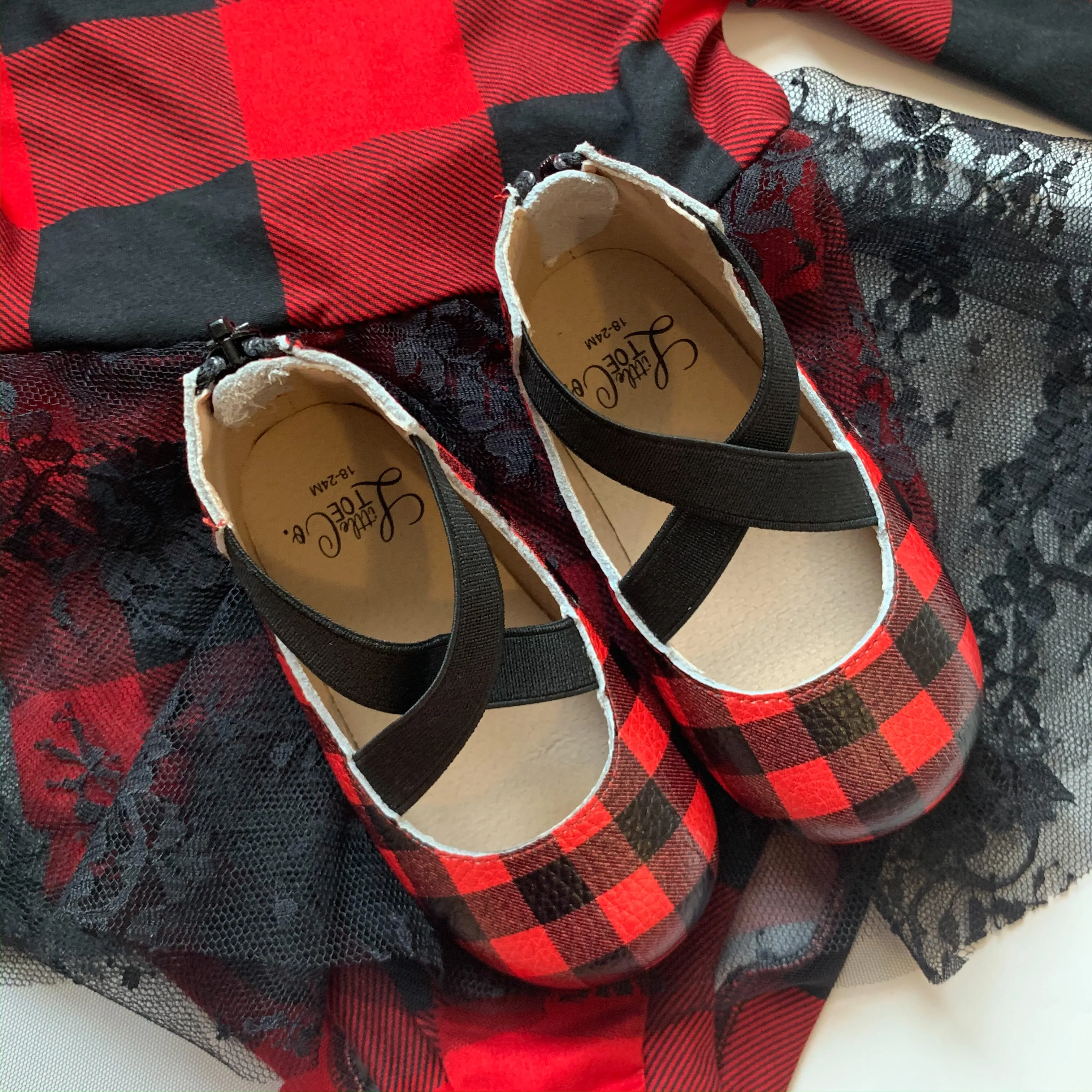 Red & Black Buffalo Plaid Ballet Flats
