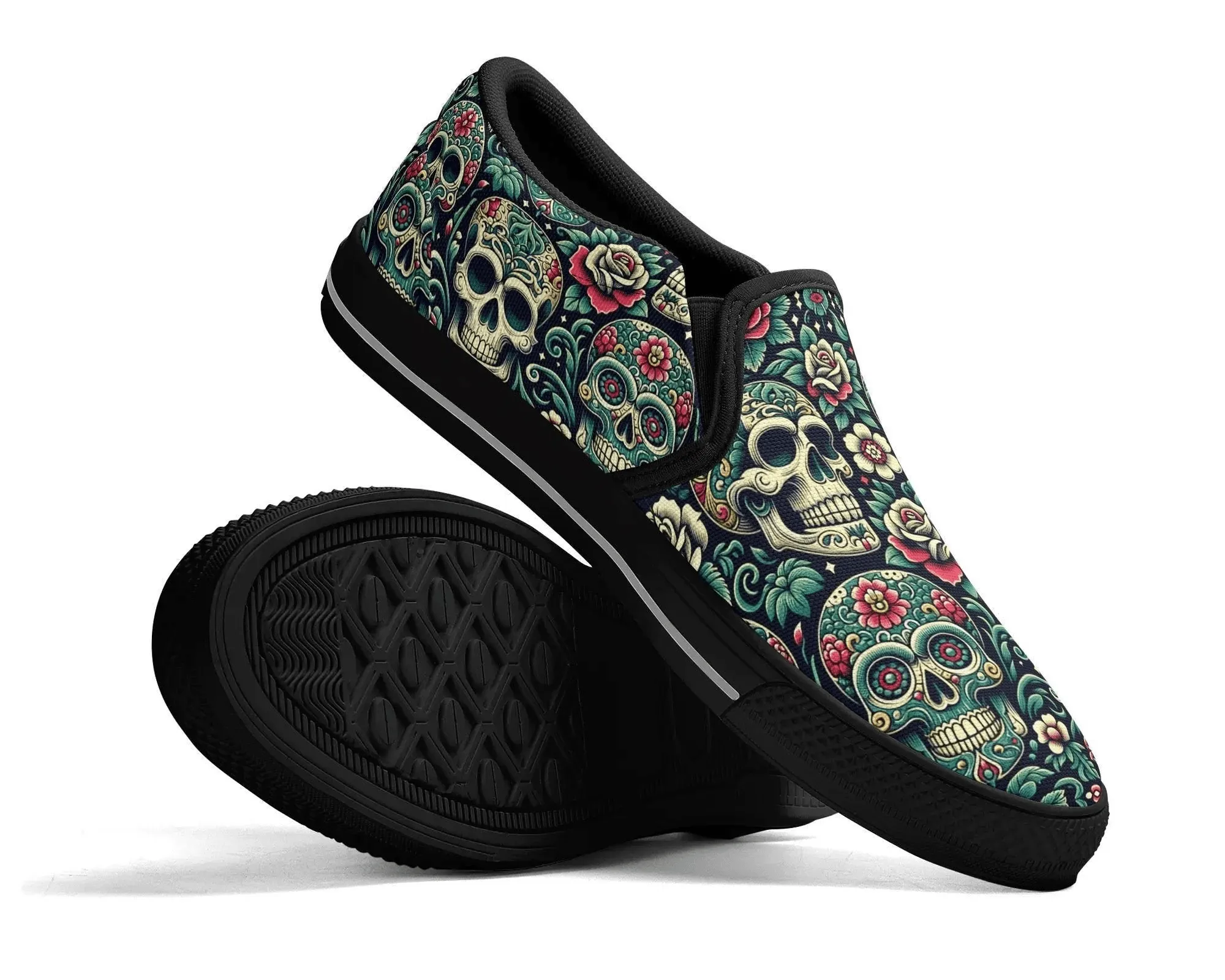 Sugar Skull Slip Ons