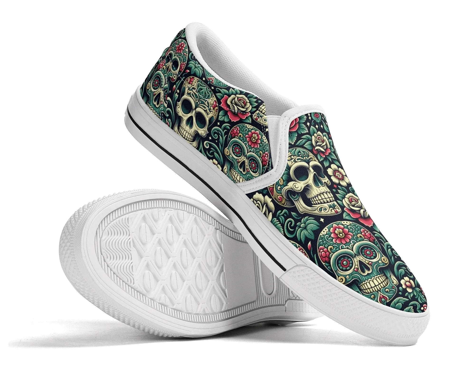 Sugar Skull Slip Ons