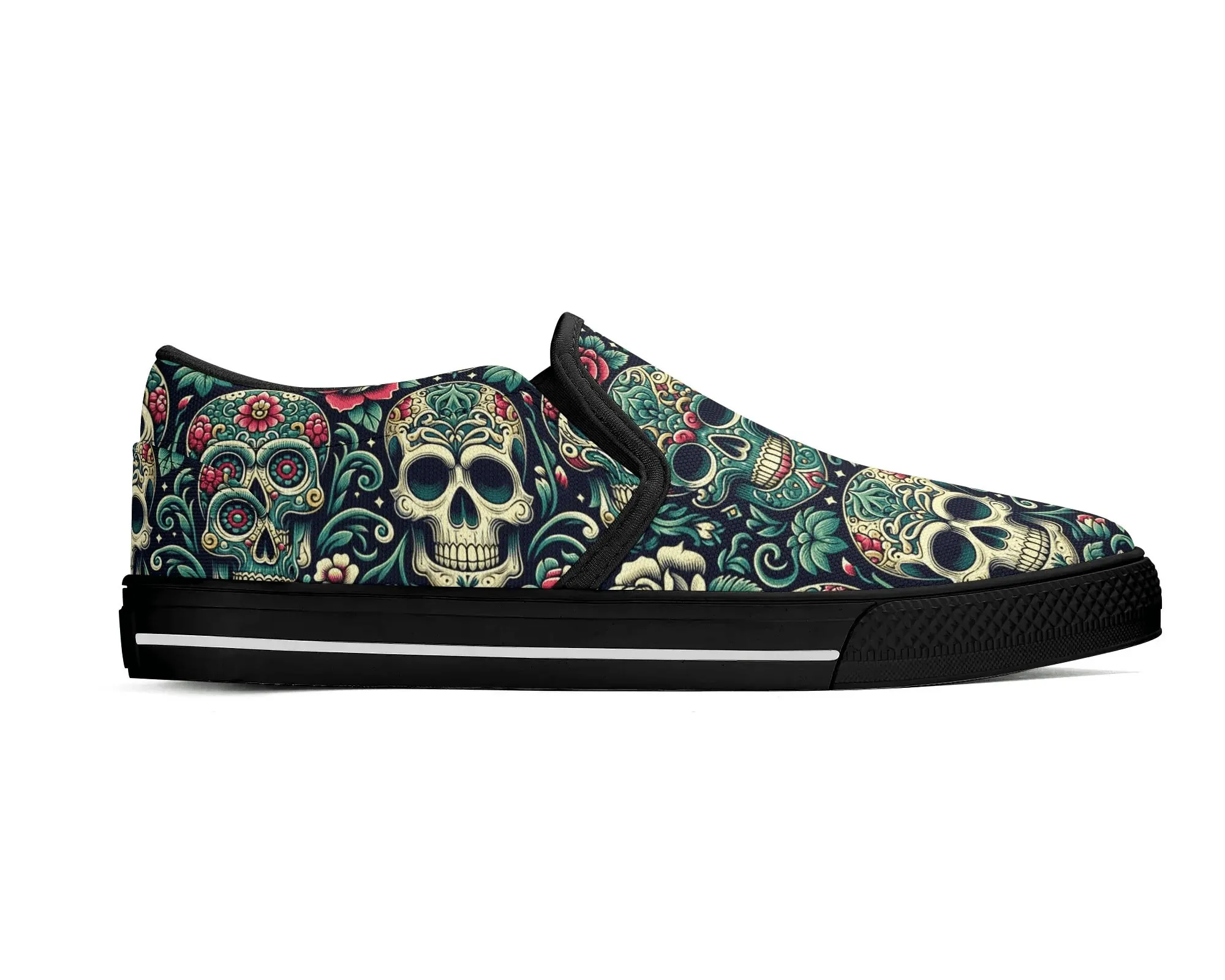 Sugar Skull Slip Ons