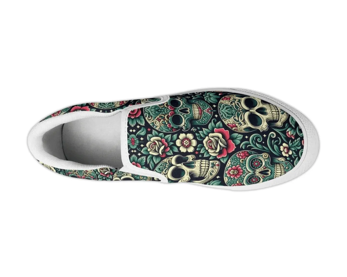 Sugar Skull Slip Ons