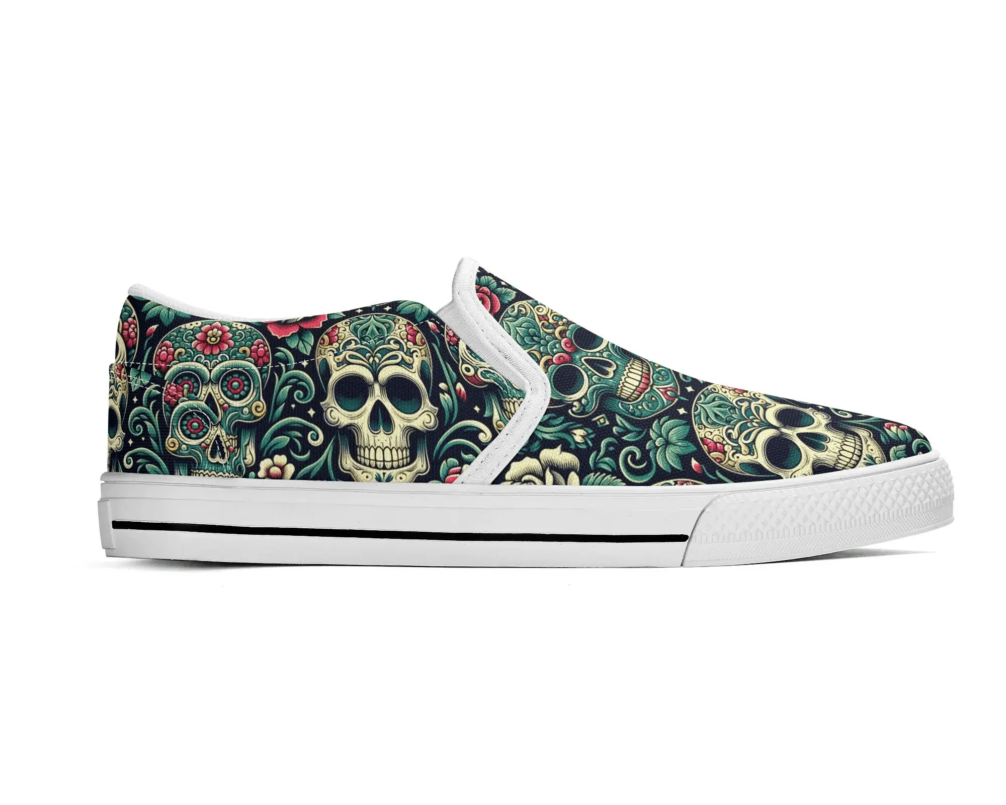 Sugar Skull Slip Ons