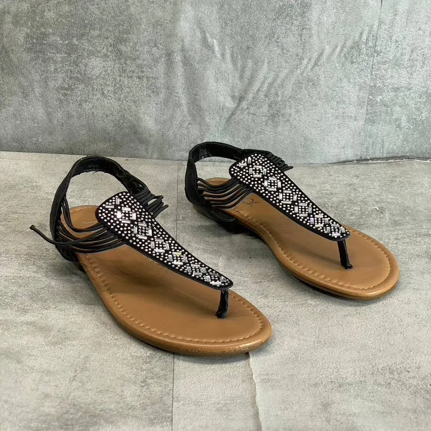 SUGAR Women's Black Bernice Rhinestone Embellished Slingback Sandals SZ S(5/6)