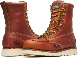 Thorogood American Heritage 8 Steel Toe Work Boots for Men - Full-Grain Leather with Moc Toe, Slip-Resistant Wedge Outsole, and Comfort Insole; EH Rated