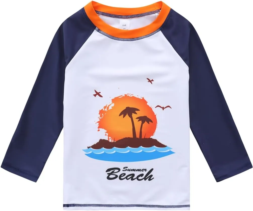Toddlers and Baby Boys' 3-Piece Swimsuit Trunk and Rashguard Sun Hat Set