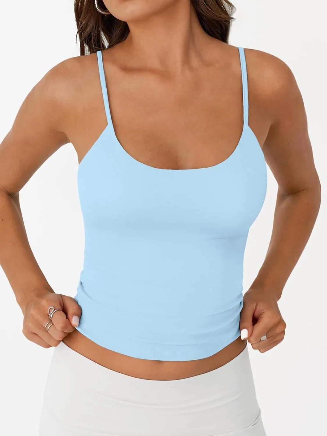 Trendy Queen Womens Summer Tank Tops Double Lined Going Out Teen Girls Y2k Sleeveless Backless 2025 Workout Cami Adjustable