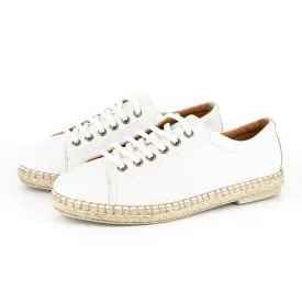 Yebo : Ladies Leather Espadrille Sneaker in White Cayak